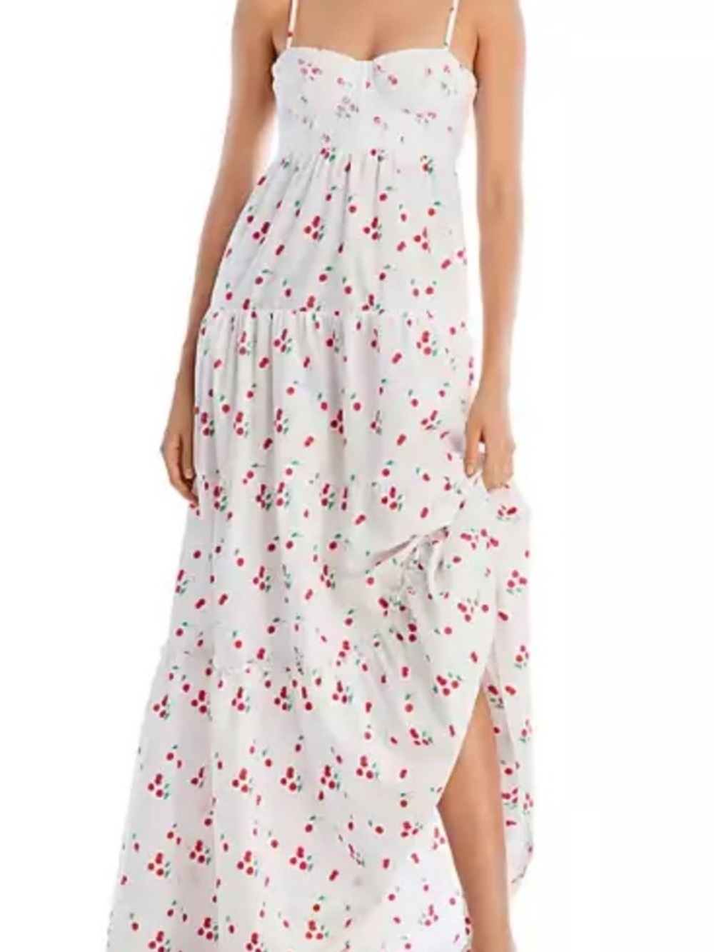 AQUA & KRISTOPHER BROCK Cherry Print Bustier Maxi Dress Size Medium